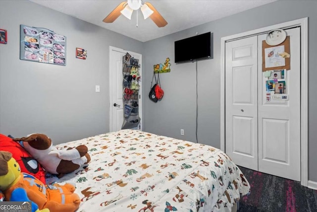 916 Marshall Fuller Rd, Dallas, GA 30157 - bedroom featuring a closet and a ceiling fan