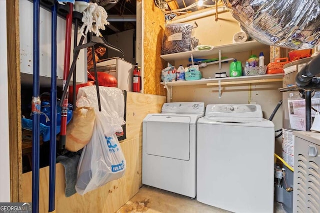 916 Marshall Fuller Rd, Dallas, GA 30157 - washroom with gas water heater and washer and clothes dryer