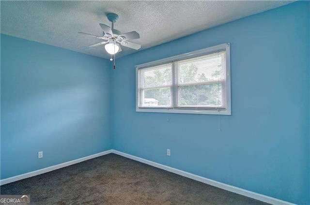 24 Echo Ridge Dr, Powder Springs, GA 30127 - unfurnished room featuring a textured ceiling, a ceiling fan, and dark colored carpet