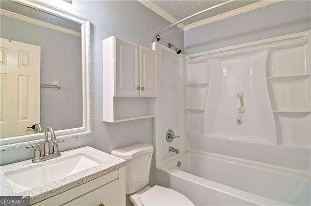 24 Echo Ridge Dr, Powder Springs, GA 30127 - full bathroom featuring ornamental molding, shower / bath combination, and vanity