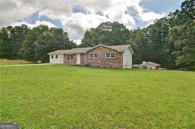 24 Echo Ridge Dr, Powder Springs, GA 30127 - ranch-style home featuring a front yard, brick siding, and crawl space
