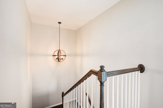 207 Cross Rd, Acworth, GA 30102 - stairs featuring a chandelier