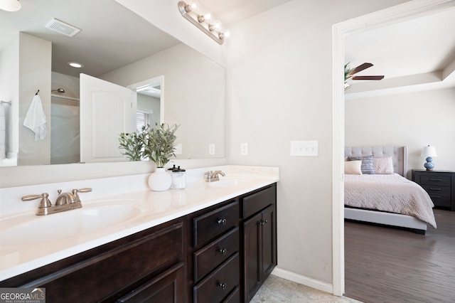 207 Cross Rd, Acworth, GA 30102 - full bathroom featuring double vanity, ceiling fan, and connected bathroom