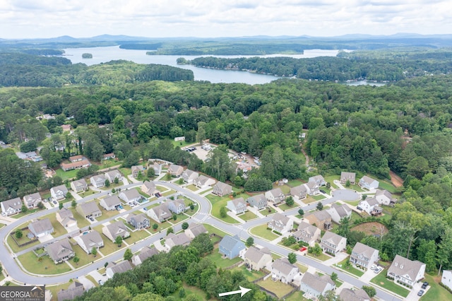 207 Cross Rd, Acworth, GA 30102 - aerial perspective of suburban area featuring a forest and a nearby body of water