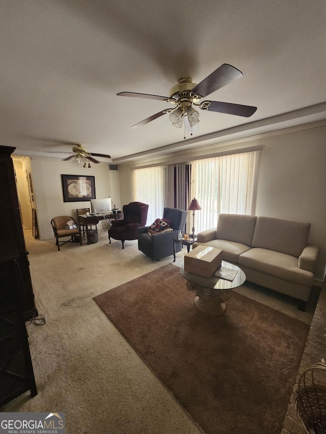 5001 Old Dawson Rd, Albany, GA 31721 - living area with a ceiling fan and carpet