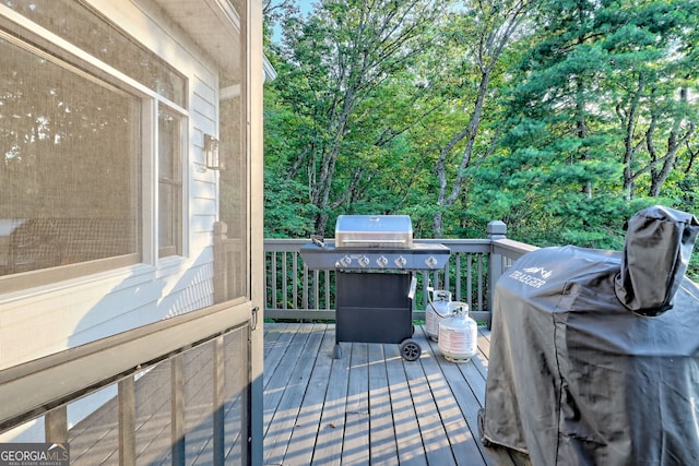63 Maple Ridge Trl, Clayton, GA 30525 - wooden terrace with grilling area
