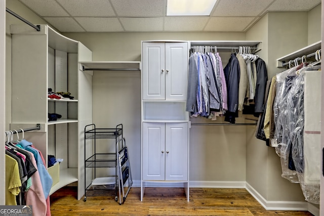 63 Maple Ridge Trl, Clayton, GA 30525 - walk in closet with a drop ceiling and wood finished floors
