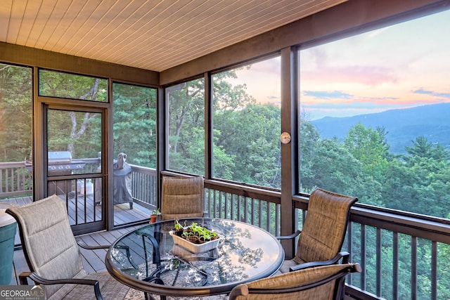 63 Maple Ridge Trl, Clayton, GA 30525 - sunroom / solarium featuring outdoor dining space and a mountain view