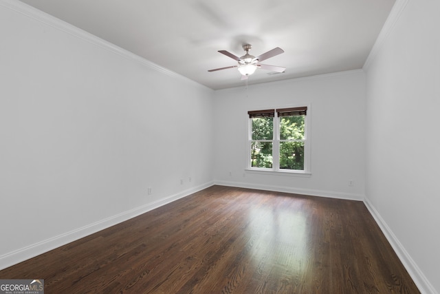1650 Harvest Ln, Alpharetta, GA 30004 - empty room featuring dark wood-style flooring, ceiling fan, and ornamental molding