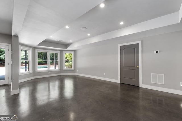 1650 Harvest Ln, Alpharetta, GA 30004 - empty room with recessed lighting, concrete floors, and a tray ceiling