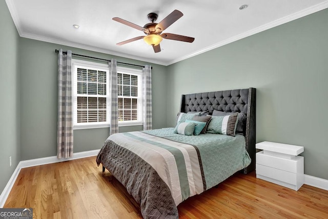 1875 Edgemont Ct, Cumming, GA 30041 - bedroom with wood finished floors, crown molding, and ceiling fan