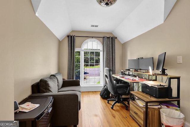 1875 Edgemont Ct, Cumming, GA 30041 - office area with light wood-type flooring and vaulted ceiling