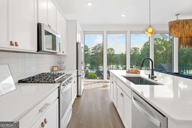 103 Marina Parc Dr, Waleska, GA 30183 - kitchen featuring stainless steel appliances, plenty of natural light, backsplash, wood finished floors, and recessed lighting