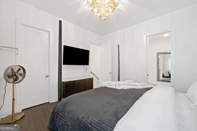 103 Marina Parc Dr, Waleska, GA 30183 - bedroom featuring wood finished floors and a chandelier