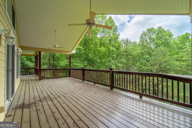 55 Cool Spring Ln, Clayton, GA 30525 - wooden terrace with a ceiling fan