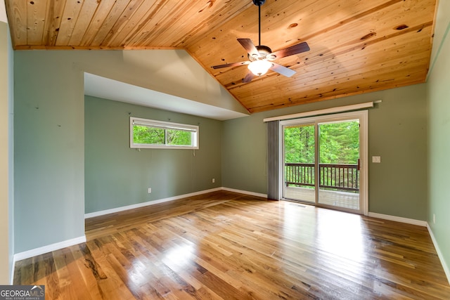 55 Cool Spring Ln, Clayton, GA 30525 - empty room featuring wood ceiling, lofted ceiling, ceiling fan, and wood finished floors