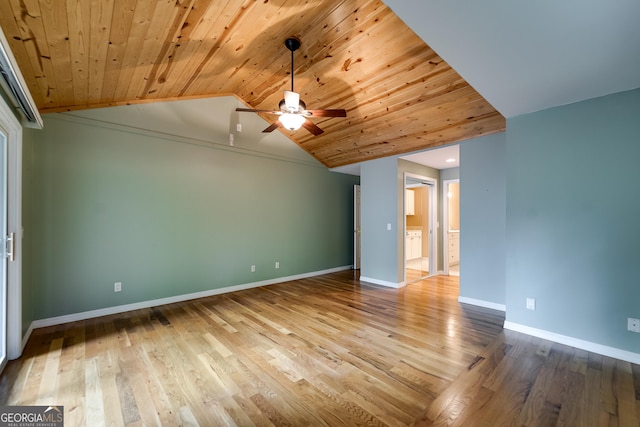 55 Cool Spring Ln, Clayton, GA 30525 - spare room featuring wooden ceiling, lofted ceiling, ceiling fan, and wood finished floors