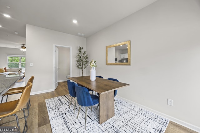 1004 Bayrose Cir, East Point, GA 30344 - dining room with wood finished floors, recessed lighting, and a ceiling fan