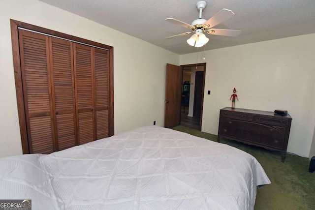 780 Watson Gap Rd, Mineral Bluff, GA 30559 - bedroom featuring a closet, carpet flooring, and ceiling fan
