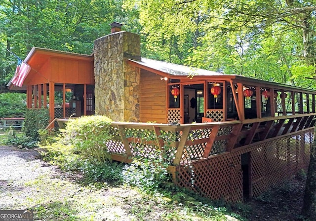 780 Watson Gap Rd, Mineral Bluff, GA 30559 - wooden terrace with a view of trees