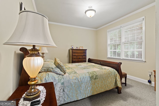 281 Hightower Lake Trl, Ball Ground, GA 30107 - carpeted bedroom with crown molding and baseboards
