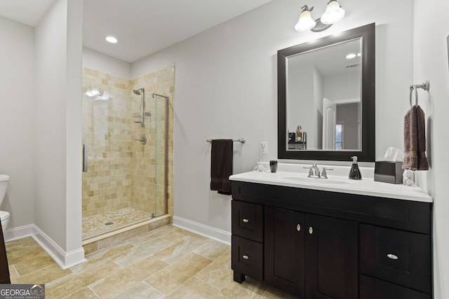 281 Hightower Lake Trl, Ball Ground, GA 30107 - full bath featuring a stall shower, vanity, and recessed lighting