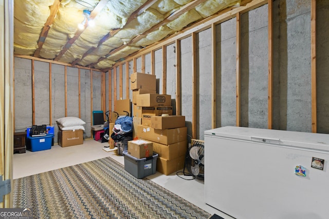 281 Hightower Lake Trl, Ball Ground, GA 30107 - unfinished below grade area featuring white refrigerator