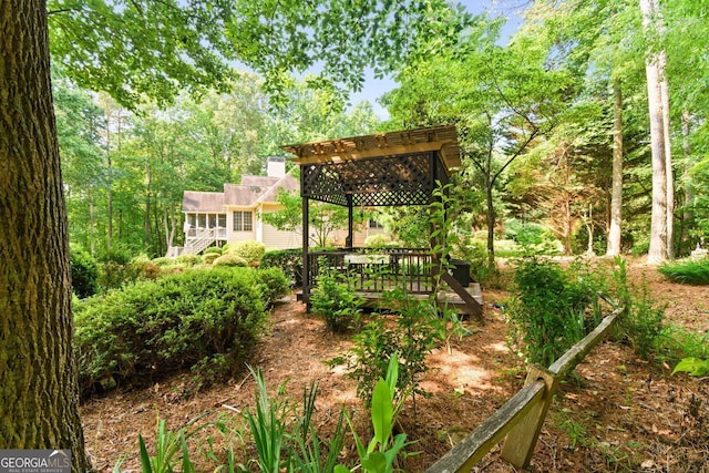 281 Hightower Lake Trl, Ball Ground, GA 30107 - view of yard with a pergola and a wooden deck