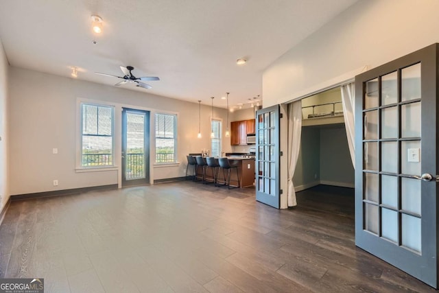 1195 Milton Ter Unit 5204, Atlanta, GA 30315 - living room with dark wood-style floors, a ceiling fan, and french doors