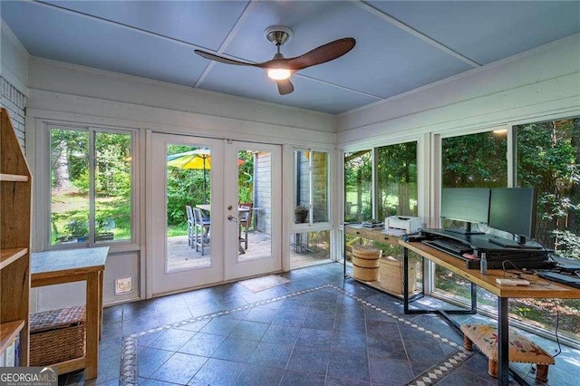 3300 Wiltshire Dr, Avondale Estates, GA 30002 - sunroom featuring inlaid floor details, plenty of natural light, and french doors