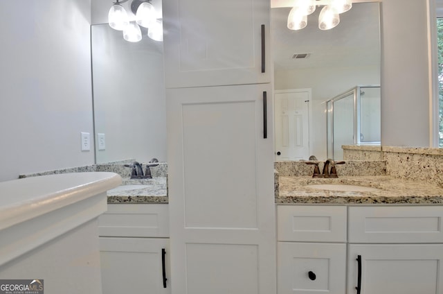 110 Chesterfield Ct, Fayetteville, GA 30214 - full bathroom with a chandelier, vanity, and a stall shower