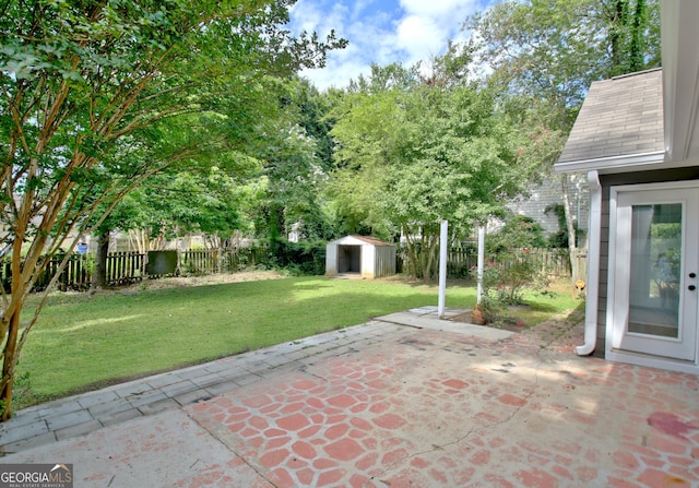 110 Chesterfield Ct, Fayetteville, GA 30214 - fenced backyard featuring a shed and a patio area