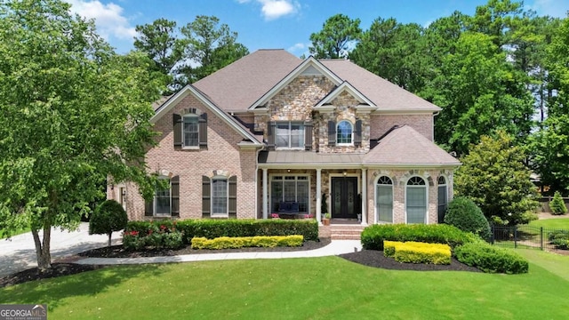 2230 Cambridge Hill Ct, Dacula, GA 30019 - view of front facade featuring covered porch and brick siding