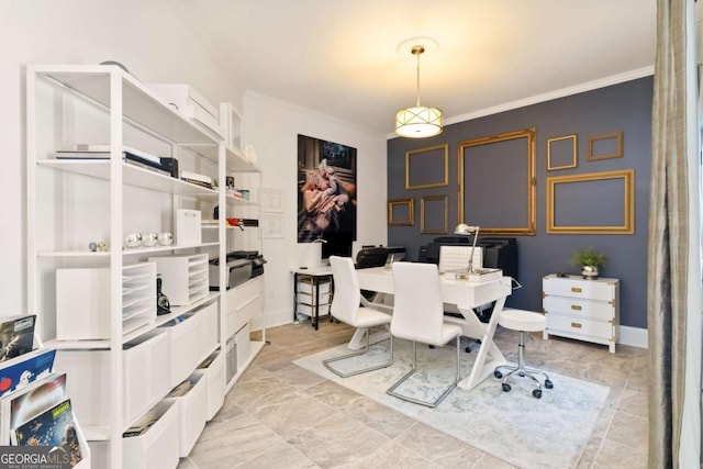 2230 Cambridge Hill Ct, Dacula, GA 30019 - home office featuring ornamental molding and baseboards