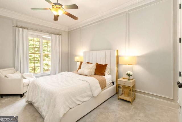 2230 Cambridge Hill Ct, Dacula, GA 30019 - bedroom featuring ornamental molding, carpet flooring, and a ceiling fan