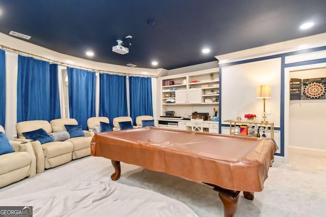 2230 Cambridge Hill Ct, Dacula, GA 30019 - playroom with light colored carpet, pool table, and recessed lighting