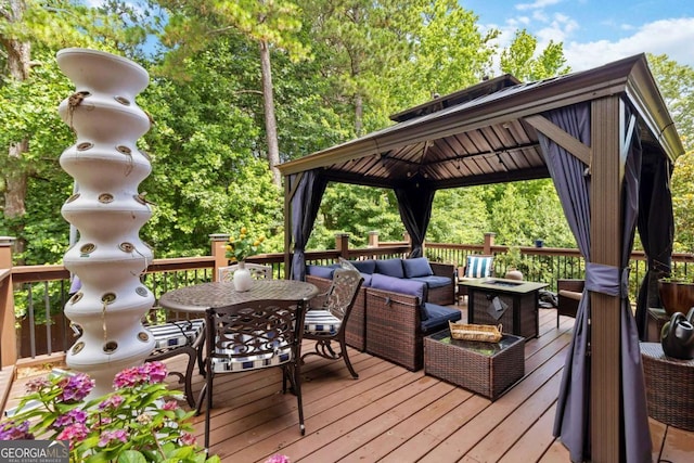 2230 Cambridge Hill Ct, Dacula, GA 30019 - wooden terrace featuring a gazebo and outdoor lounge area