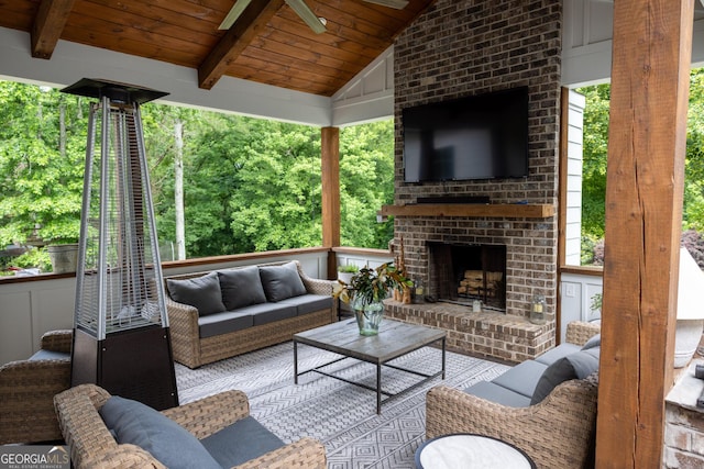 7093 Vaughn Rd, Canton, GA 30115 - view of patio featuring an outdoor living space with a fireplace