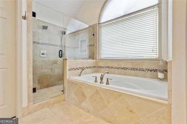 121 Fairway Overlook, Woodstock, GA 30188 - full bathroom with a bath, a stall shower, and tile patterned flooring