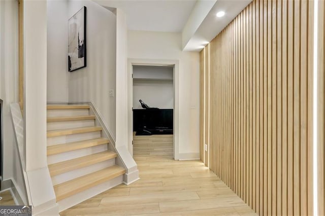 121 Fairway Overlook, Woodstock, GA 30188 - hall with light wood-style flooring and stairway
