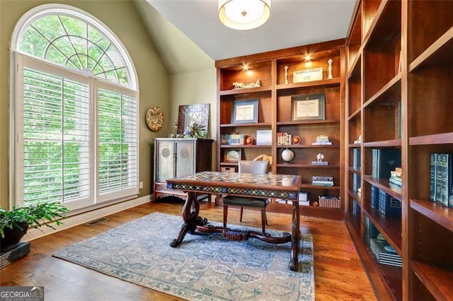 121 Fairway Overlook, Woodstock, GA 30188 - office featuring wood finished floors and high vaulted ceiling