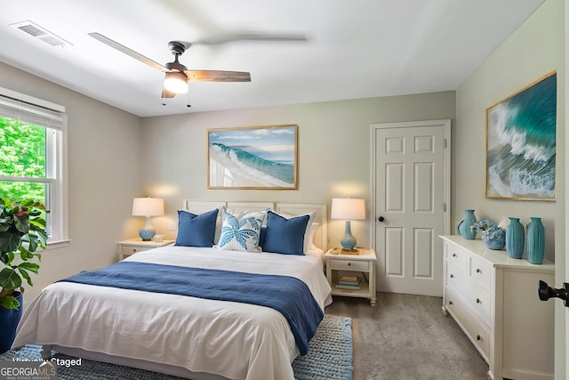 115 Edgewater Way, Peachtree City, GA 30269 - carpeted bedroom featuring a ceiling fan