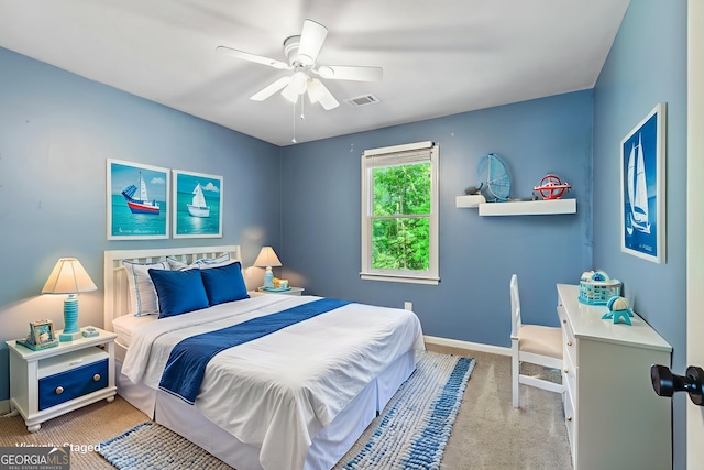 115 Edgewater Way, Peachtree City, GA 30269 - bedroom with carpet flooring and ceiling fan