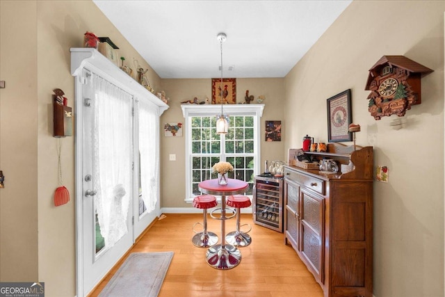 221 Timber Ridge Dr, Clarkesville, GA 30523 - dining area featuring light wood finished floors and beverage cooler
