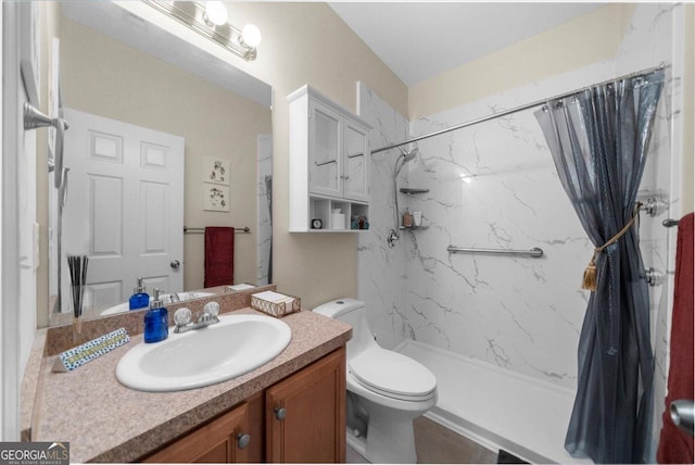 221 Timber Ridge Dr, Clarkesville, GA 30523 - bathroom with vanity and a marble finish shower