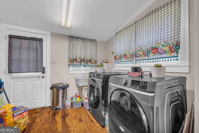 116 Rickman St, Toccoa, GA 30577 - laundry area with washing machine and clothes dryer and wood finished floors
