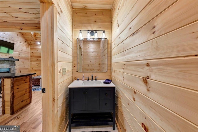 2092 Pleasant Hill Rd NE, Ranger, GA 30734 - bathroom with wood walls, vanity, wood ceiling, and wood finished floors
