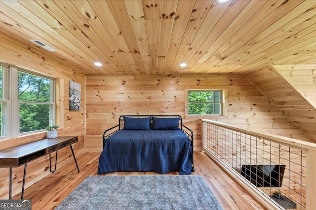 2092 Pleasant Hill Rd NE, Ranger, GA 30734 - bedroom featuring wooden ceiling, recessed lighting, hardwood / wood-style floors, and wood walls