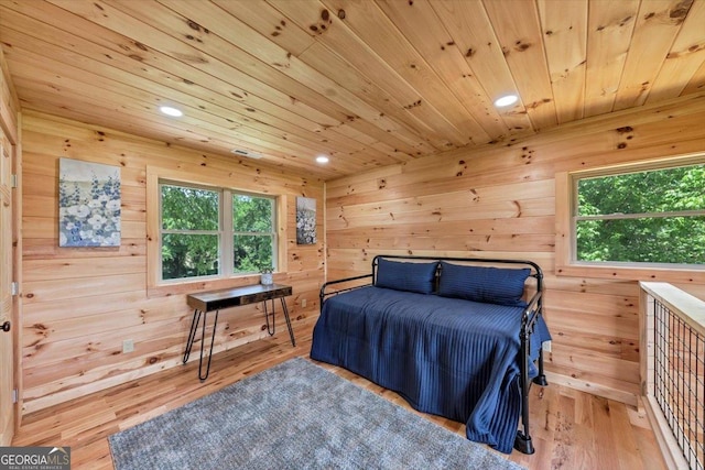 2092 Pleasant Hill Rd NE, Ranger, GA 30734 - bedroom featuring wood ceiling, recessed lighting, wood finished floors, and wood walls