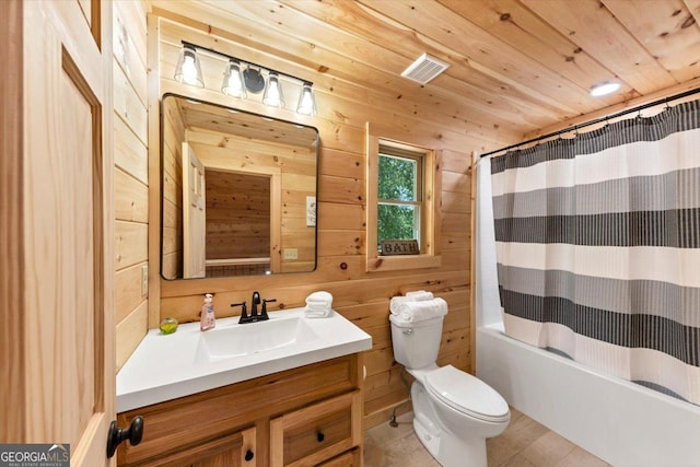 2092 Pleasant Hill Rd NE, Ranger, GA 30734 - full bathroom with vanity, wooden walls, shower / tub combo, and wooden ceiling
